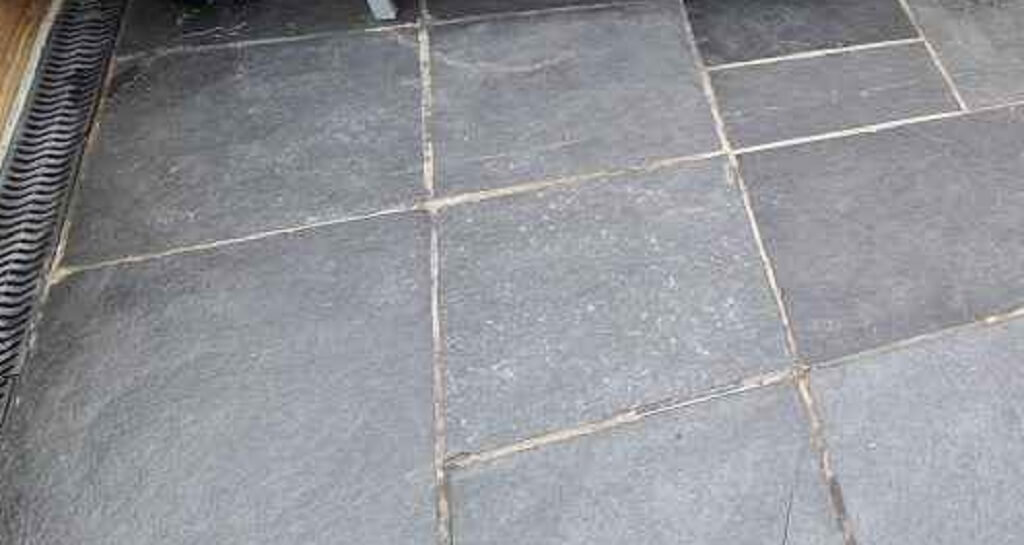 Patio slates after being cleaned and polished