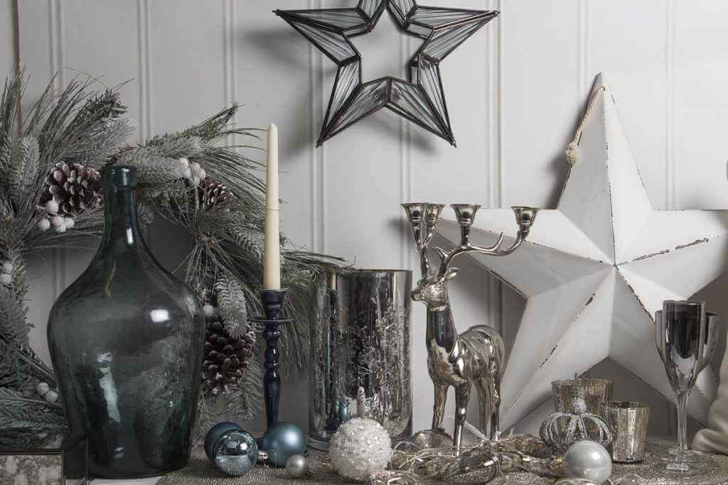 Silver themed Christmas decorations