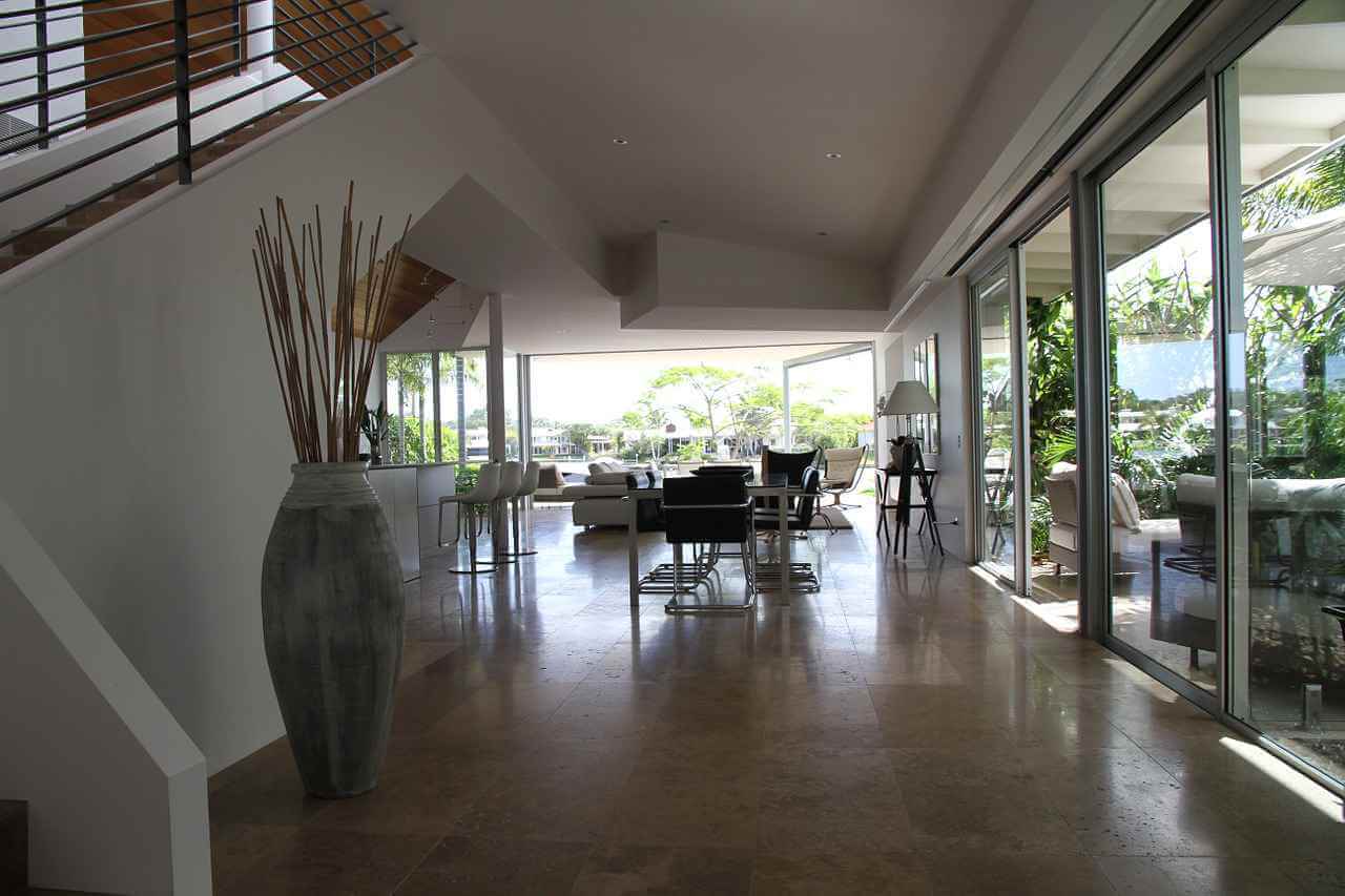 Open concept light and airy hallway