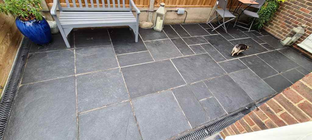 slate patio after being fully refurbed