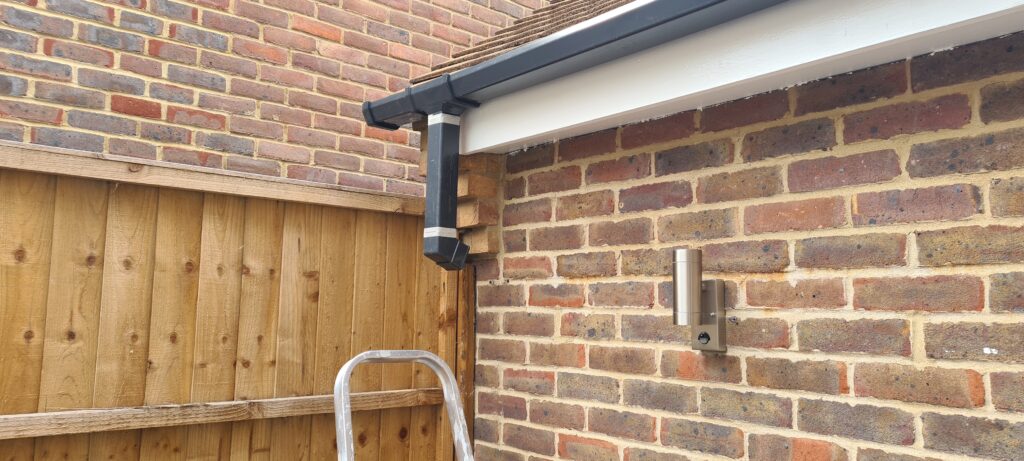 Top of downpipe linedup with groundpipe adaptor
