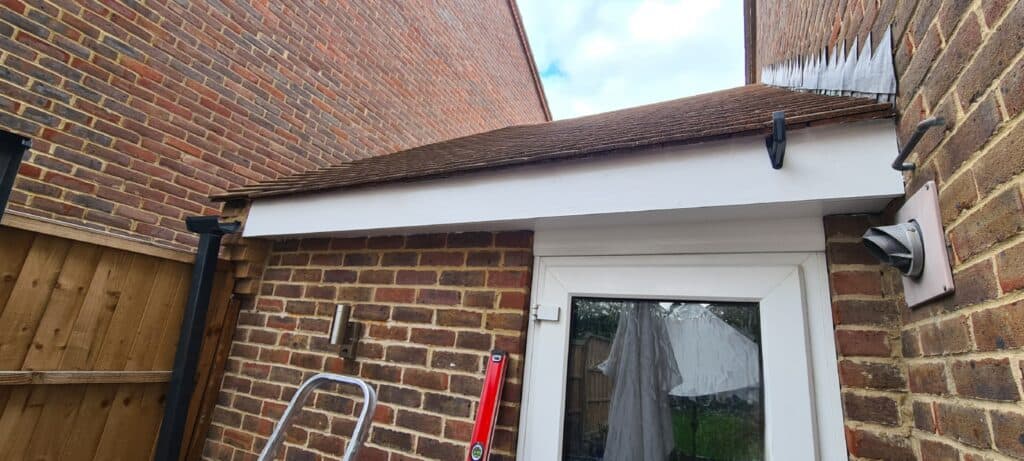 Soffit repaired and finished with exterior weatherproof paint
