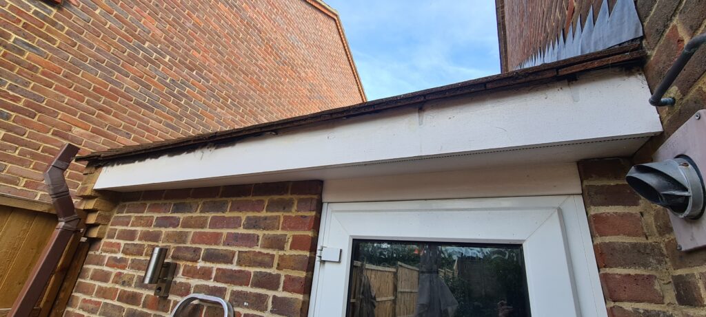 Old guttering removed ready for fascia and soffit preparation