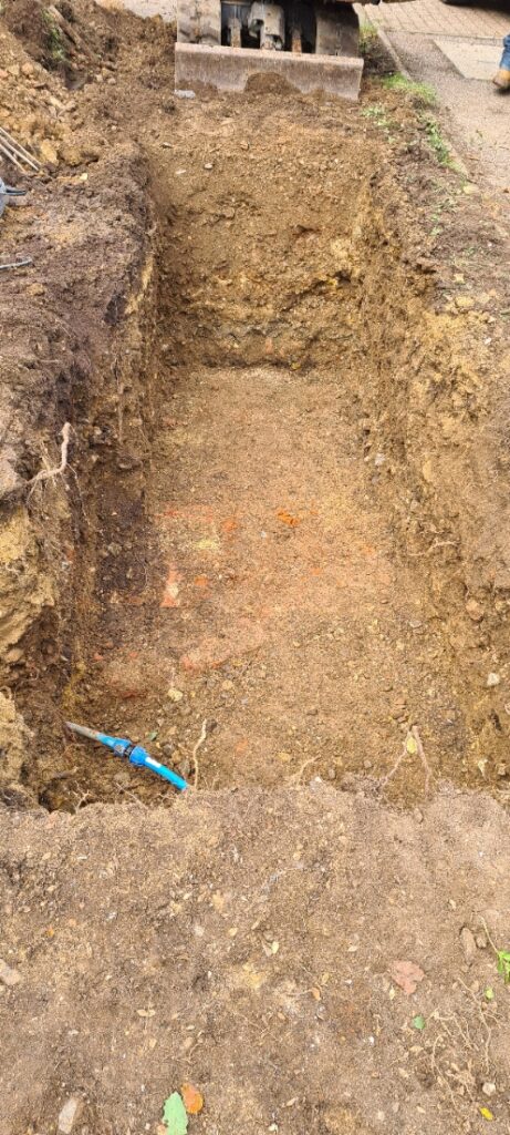 The newly excavated soak away pit
