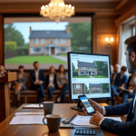 auctioneer and bidders in the property auction sale room